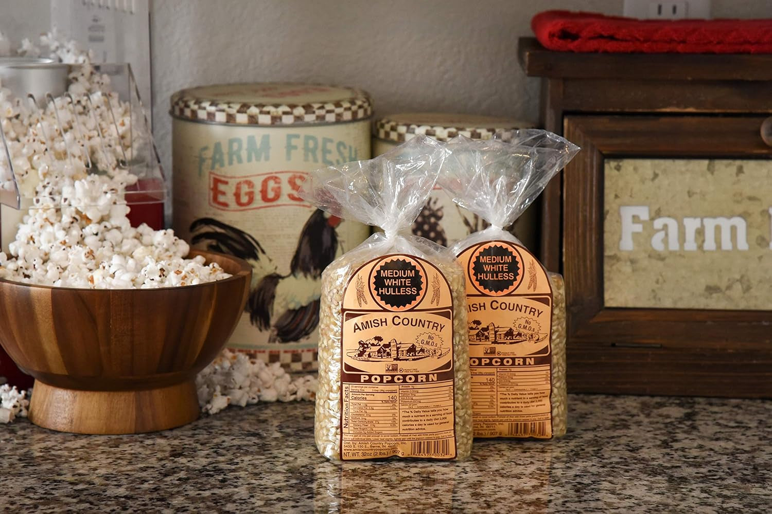 | 2-2 Lb Bags - Medium White Kernels | Old Fashioned, Non-Gmo and Gluten Free (2-2Lb Bags)