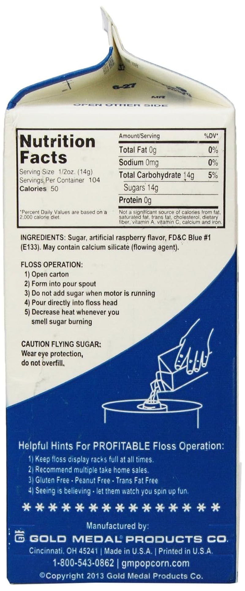 Flossugar-3.25Lbs./52Oz.,Boo-Blue,Blue Raspberry