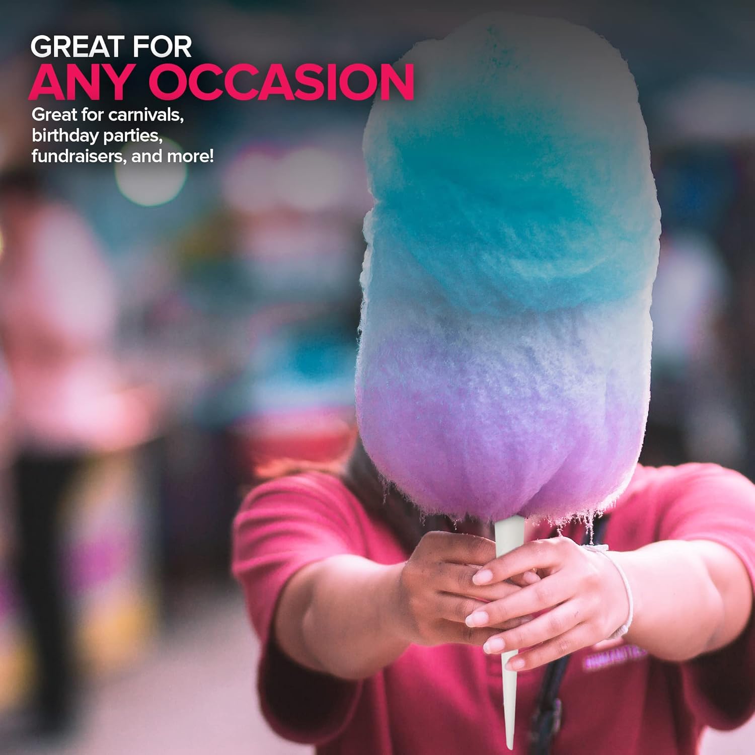 Cotton Candy Cones (100 Pack) – White Kraft Paper Sticks for Floss Sugar & Carnival Treats, Compatible with Cotton Candy Machines –