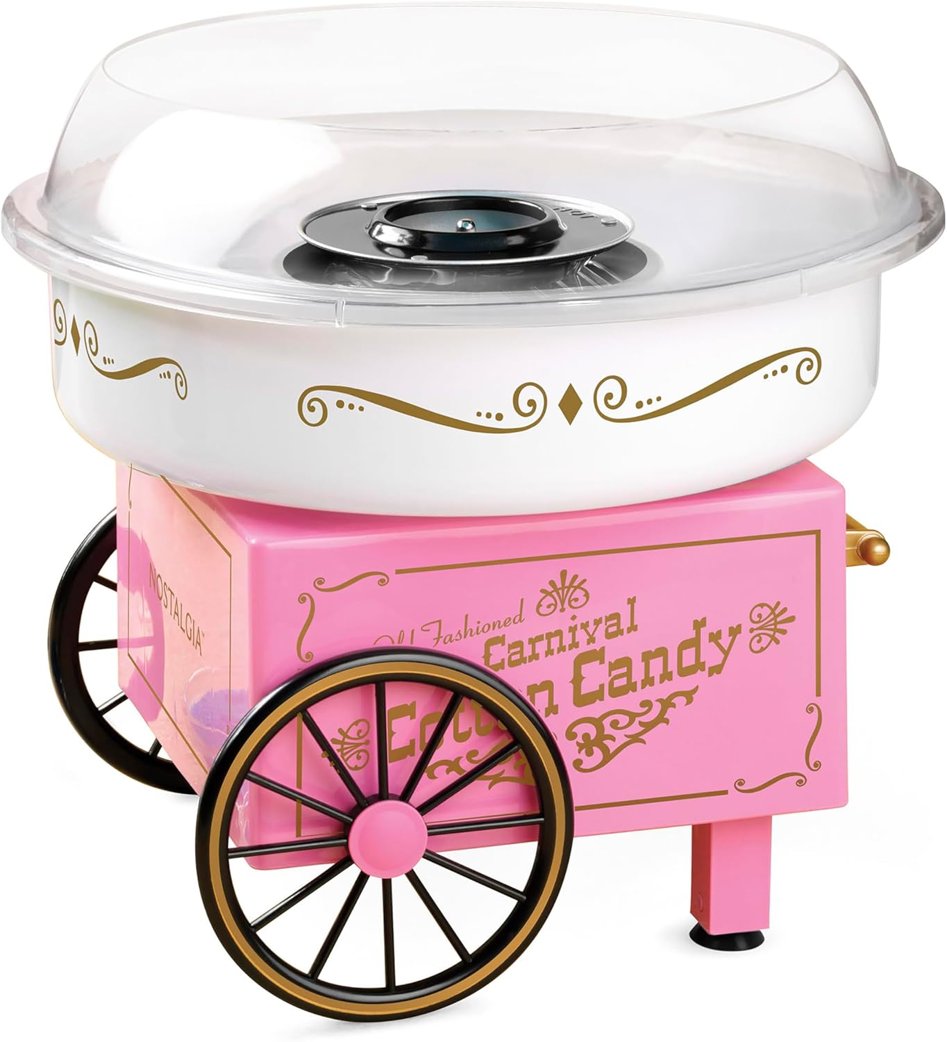 Cotton Candy Machine - Retro Cotton Candy Machine for Kids with 2 Reusable Cones, 1 Sugar Scoop, and 1 Extractor Head – Pink