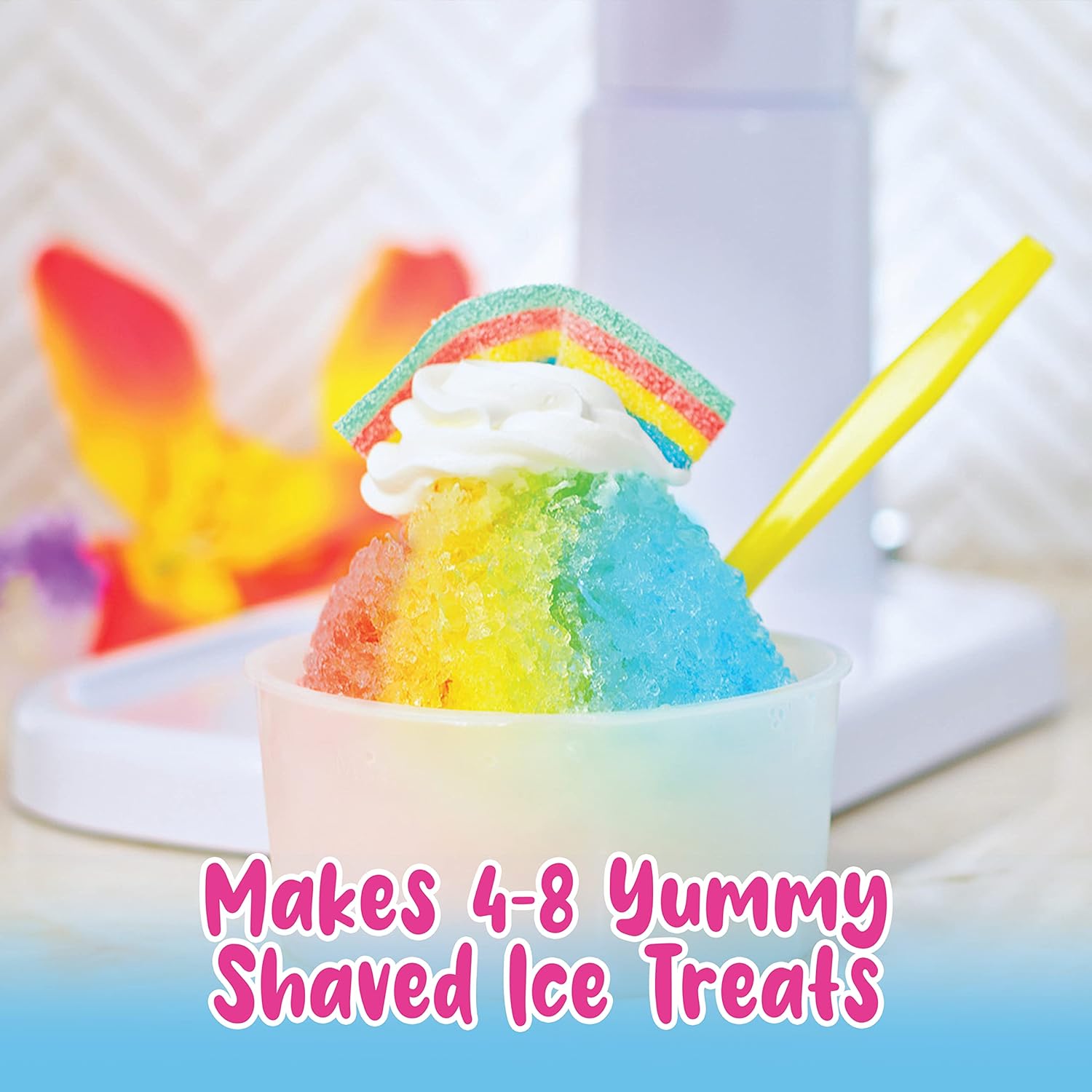 Syrup Assortment with 3 - 16Oz Bottles, 25 Snow Cone Cups, 25 Spoon Straws, and 3 Pouring Spouts. Flavors: Cherry, Blue Raspberry, and Grape. Allergy-Friendly.