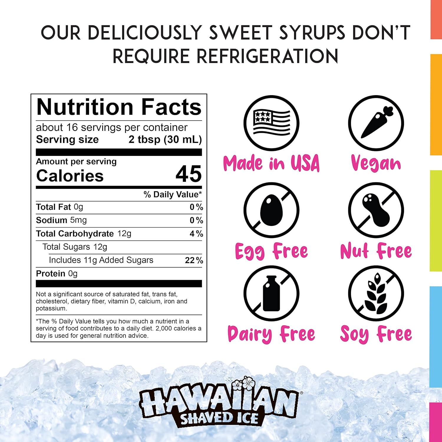 Syrup Assortment with 3 - 16Oz Bottles, 25 Snow Cone Cups, 25 Spoon Straws, and 3 Pouring Spouts. Flavors: Cherry, Blue Raspberry, and Grape. Allergy-Friendly.